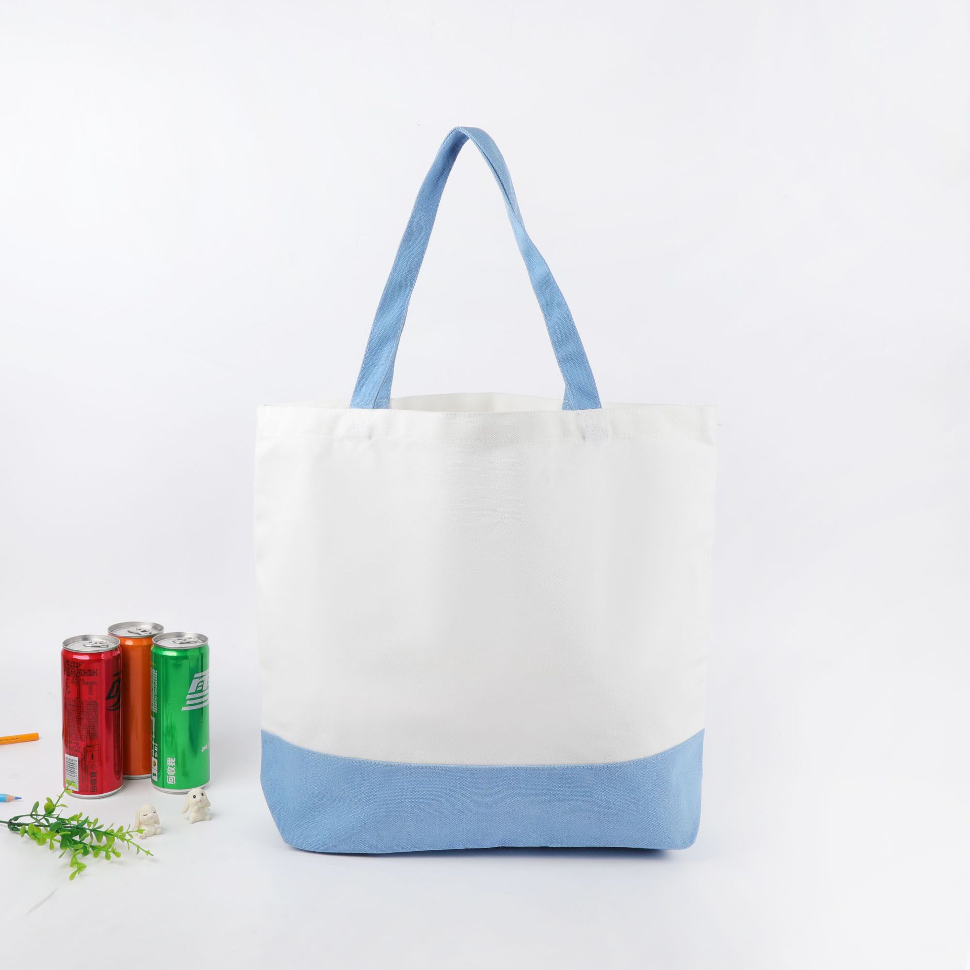 Spot splicing canvas bags, casual and simple Korean style shopping bags, canvas bags, sail bags, wholesale