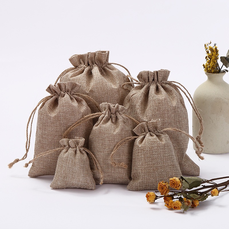 Multi Color Multi Size Drawstring Jute Gift Pouches Wedding Favor Packaging Sacks
