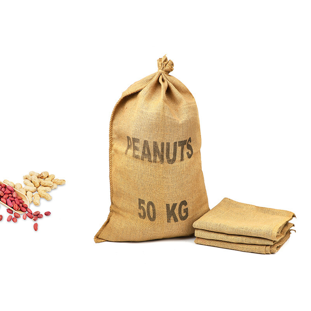 50KG Printed Peanut Packaging Jute Sacks Agricultural Grain Burlap Storage Bags