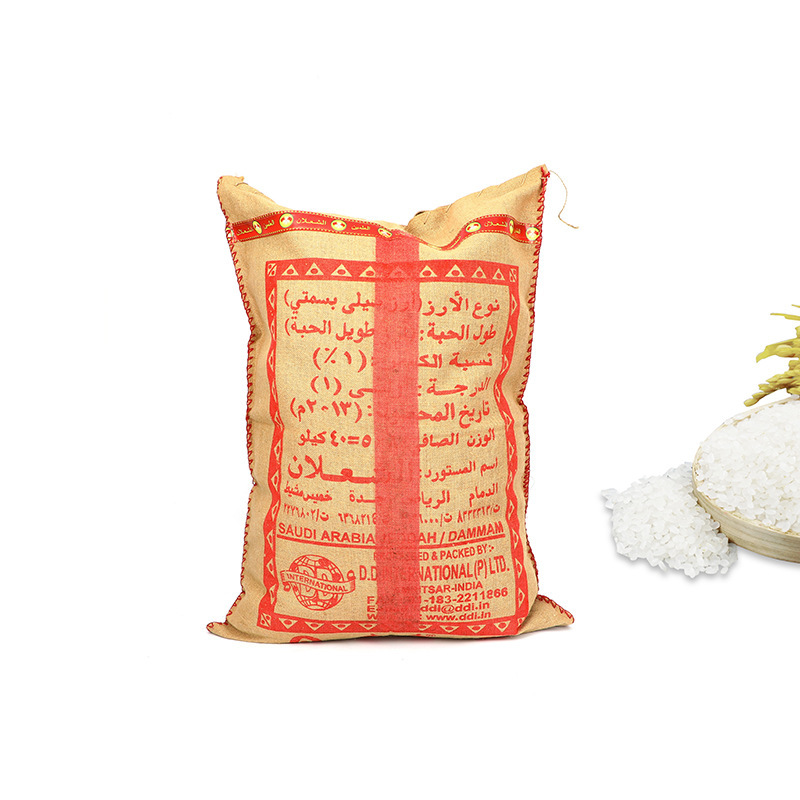 Printed Arabic Market Jute Rice Sacks With Handle Bulk Grain Packaging Burlap Bags