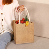 Square Vertical Jute Gift Tote Bag Eco Fruit Food Packaging Handheld Jute Bag