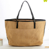 Multi Style PU Handle Lined Jute Shopping Tote Bags Blank Custom Logo Handbags