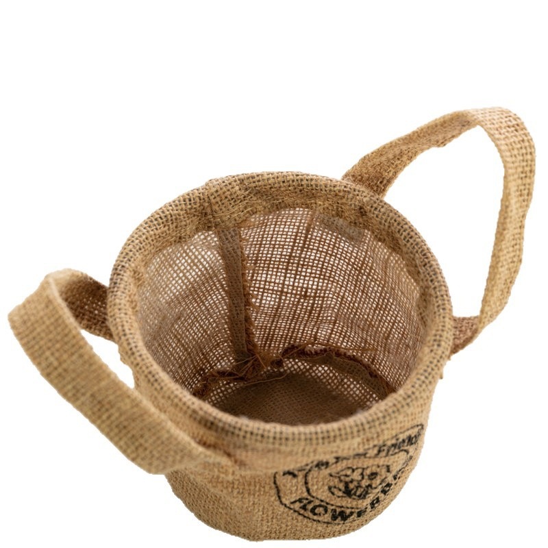 Jute Plant Pot Basket Handheld Jute Flower Bag for Floral Arrangement