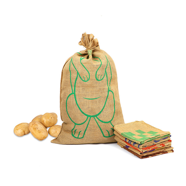 Printed Agricultural Jute Sacks Potato Grain Vegetable Storage Burlap Bags